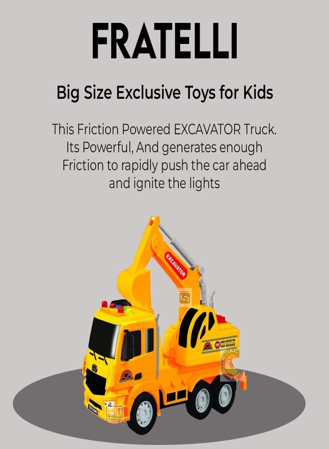 FRATELLI Big Size Exclusive Toys for Kids|Boys|Girls with Lights and Music (Excavator Truck, Friction Power Toy Trucks) Red - Image 2